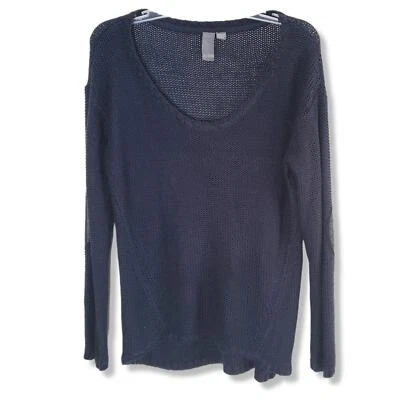 Suéter tejido con parche en el codo azul marino talla mediana Quinn para mujer Foto 1 de 4