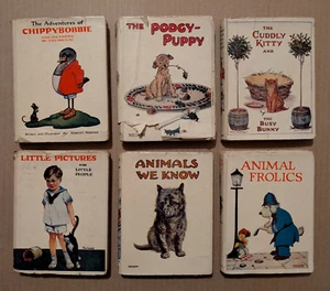 Vintage Lot 6 Children LITTLE COLOR BOOK 1927-CHIPPIEBOBBIE Podgy Puppy KITTY DJ - Picture 1 of 19