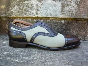 SCARPE CHURCH'S BROGUES SPETTATORE PELLE MARRONE UK7,5 UOMO DIPLOMATICO MAI INDOSSATE - Foto 1 di 10