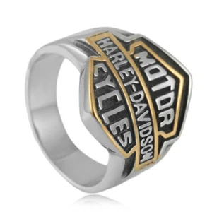 Mens Motorcycle club Biker Punk Ring Silver Stainless Steel Size 7-13 - Picture 1 of 12
