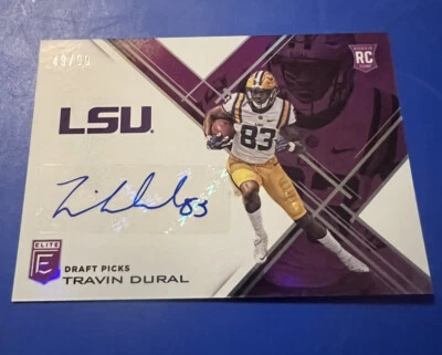 2017 Elite Draft Picks Status Purple Die-Cut /99 Travin Dural Rookie Auto RC 23A - Image 1 of 2