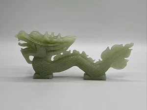 Antique Asian Chinese Jade Figurine Dragon Statue BEAUTIFUL 7” x 3” - Picture 1 of 12