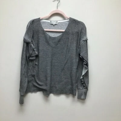 Sudadera para mujer Wildfox gris jaspeado volantes manga larga cuello redondo XS Foto 1 de 4