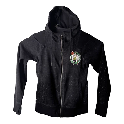 Moletom com capuz Antigua zíper completo Boston Celtics manga longa média preto metálico juvenil - Imagem 1 de 4