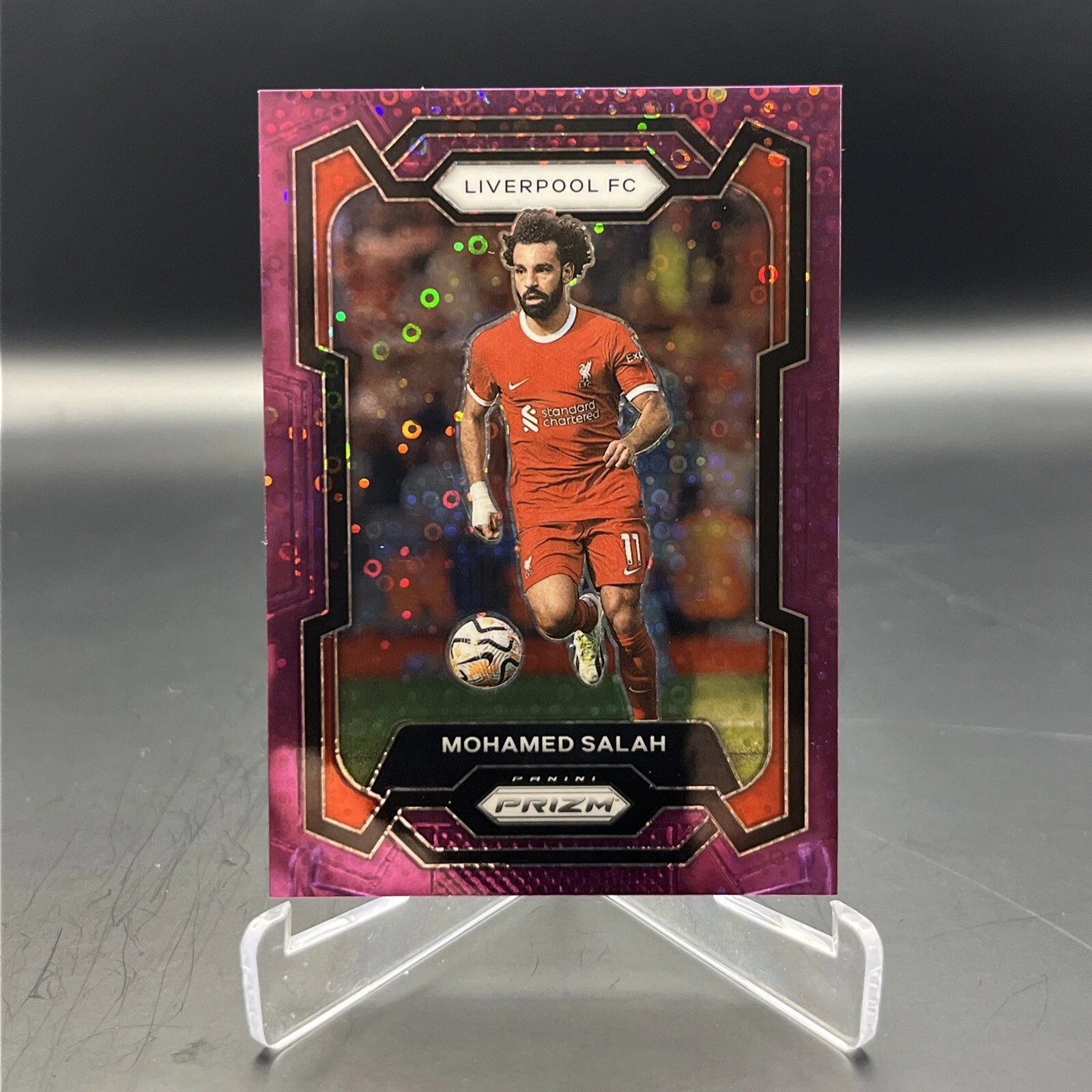 2023-24 Prizm Premier League Mohamed Salah Purple Disco Breakaway 17/25 #73