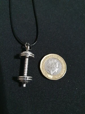 Collar con cordón plateado para gimnasio pesas deporte salud fitness culturismo  Foto 1 de 4