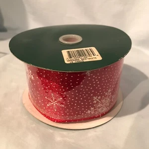Wired Christmas Ribbon Woven Snowflake 2 1/2" Red 10 Yard Spool $10.99 - Picture 1 of 7