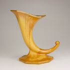 Roseville Pottery Russco Cornucopia Vase, Shape 110-7, Gold