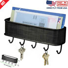 Wall Mount Mail Key Holder Organizer with 4 Key Hooks Mail Sorter Home Office US
