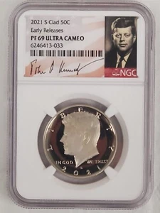 2021 S Clad Proof Kennedy Half Dollar NGC PF69 Ultra Cameo ER - Picture 1 of 2