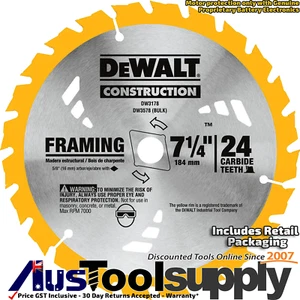 Dewalt Circular Saw Blade 7-1/4" 24T Carbide 5/8" Arbor Thin Kerf DW3576 DW3178 - Picture 1 of 2