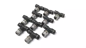 Push To Connect Union Branch Tee 1/4" x 1/4" MNPT Poly - Lot of 10 746I2 - Picture 1 of 3