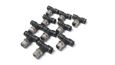 Push To Connect Union Branch Tee 1/4" x 1/4" MNPT Poly - Lot of 10     746I2 - Image 1 of 3