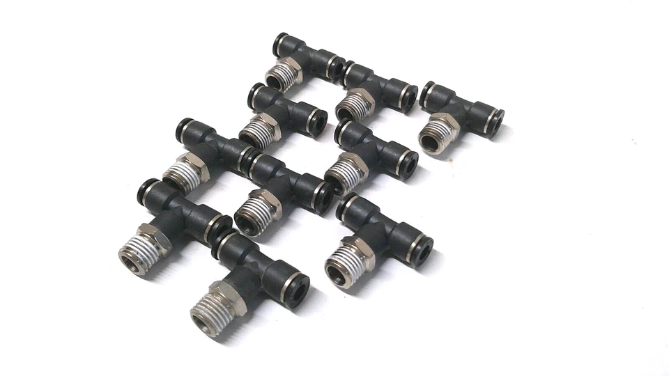 Push To Connect Union Branch Tee 1/4" x 1/4" MNPT Poly - Lot of 10     746I2 - Image 1 of 3