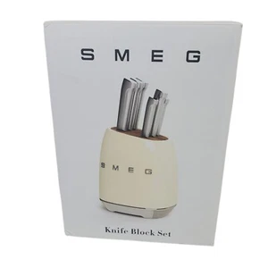 SMEG Creme 7-teiliges Messerblock-Set Elfenbein offene Box - Bild 1 von 10