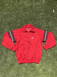 VTG Nike 1980s International Track Jacket Full Zip Made Japan Black Red Small - Afbeelding 1 van 10