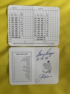 Augusta National Score Card Signed By Gary Player And Jack Nicklaus - Bild 1 von 2