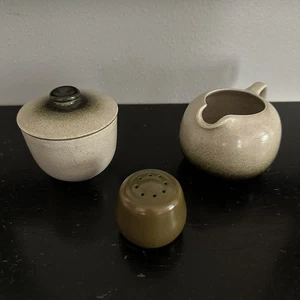 Vintage Edith Heath Ceramics Sand & Sea Cream & Sugar Set With Bonus Salt - Picture 1 of 12
