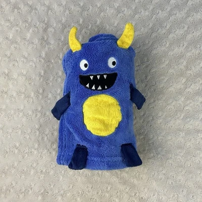 Carter's Blue Yellow Monster Baby Blanket Roll Up Nap Lovey Security Plush Soft - Image 1 of 4