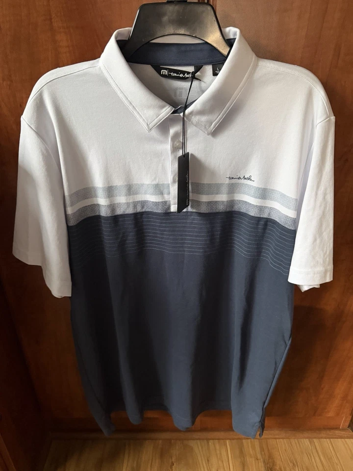 Camisa de golf Travis Mathew para hombre grande azul marino/blanco suave nueva con etiquetas Foto 1 de 4