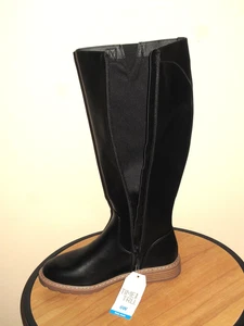 NUEVO EN CAJA Botas de montar altas negras de cuero sintético Time and Tru para mujer con cremallera talla 6W - Imagen 1 de 8