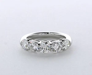 2.5ct Lab-Created Diamond E/VVS1 Round 14K White Gold Classic Five Stone Ring - Picture 1 of 4