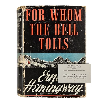 For Whom the Bell Tolls - Ernest Hemingway - 1940 A - First Edition 1st State DJ Foto 1 de 4