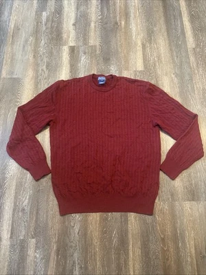 Suéter tejido faconnable para hombre grande 100 % lana merino borgoña Foto 1 de 4