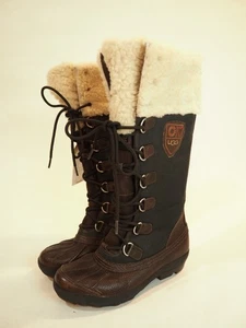 Botas Ugg Altas Negras Piel de Oveja Top Cuero Marrón Invierno Pato, Talla 6 (EE. UU.) - Imagen 1 de 13
