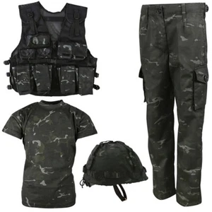 KombatUK Kinder Nr. 1 Armee Soldat Combo Kleidung Set Outfit - BTP tarnfarben schwarz - Bild 1 von 1