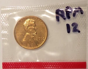 1963-D Lincoln GEM Red RPM-012 in Mint Set cellophane Repunched Mint Mark - Bild 1 von 3