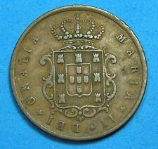 Portugal 10 Reis Copper Coin 1852, Maria II KM-481
