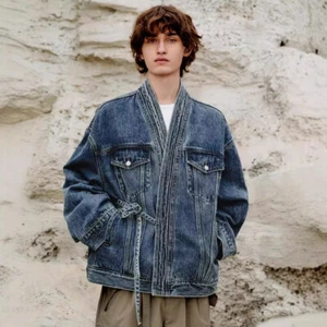 Retrò Uomo Denim Cappotti Sciolti Giacca Jeans Moda Casual Salopette Lavoro Outwear - Foto 1 di 16