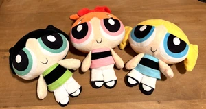 POWERPUFF GIRLS Plush 7" Blossom Bubbles & Buttercup Vtg Y2K Cartoon Network - Picture 1 of 7