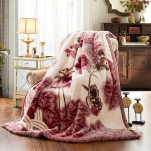 Double Layer Raschel Blankets 150*200cm Soft Warm Faux Fur Mink Throw Thicken - Picture 1 of 21