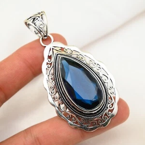 Iolite Pendant Gemstone Handmade 925 Sterling Silver Jewelry Gift For Sister - Picture 1 of 4
