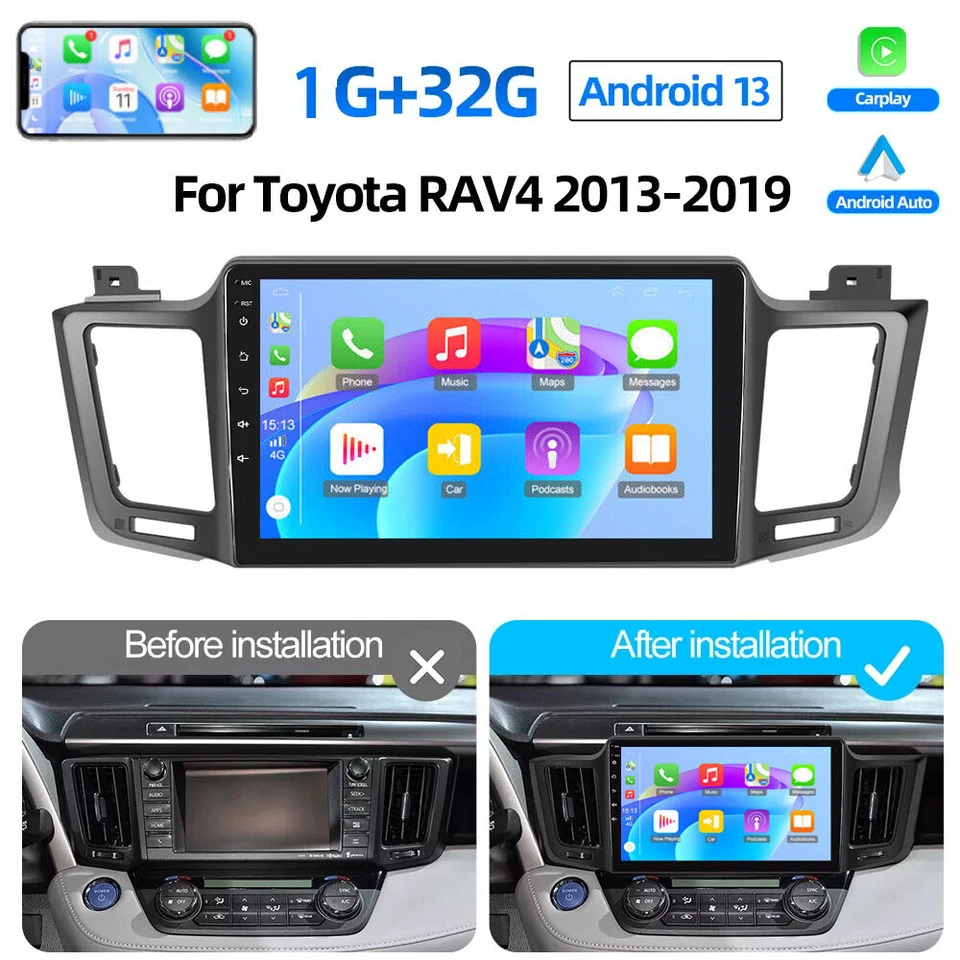 For Toyota RAV4 2013-2018 Android 13 Car CarPlay Radio GPS Stereo 32GB Head Unit - Image 1 of 4