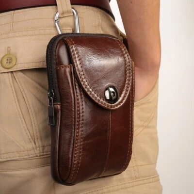 Genuine Leather Cell Phone Belt Bag Holster Waist Pack Pouch Belt Loop Men Gift - Image 1 of 4