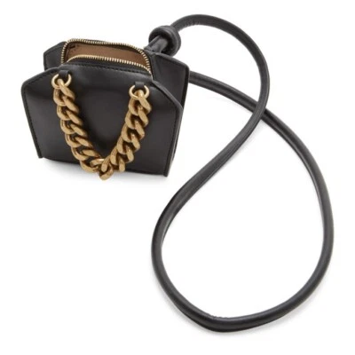 Stella McCartney X2311 Black Faux Leather Micro Chunky Chain Shoulder Bag - Image 1 of 4