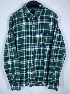 J.Crew Flannel Mens Large Green Tartan Slim Plaid Button Up Long Sleeve Shirt US - Picture 1 of 9