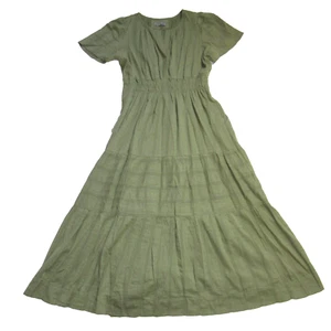 NWT Anthropologie Somerset Maxi in Moss Green Embroidered Tiered Cotton Dress 1X - Picture 1 of 8