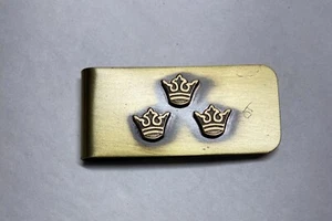 Solid Brass Money Clip- INGA - 3 Crowns design - Picture 1 of 2