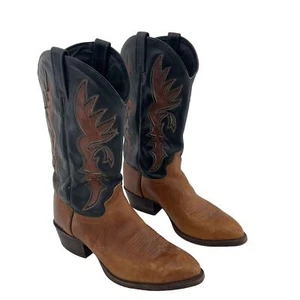 Botas vaqueras vintage de cuero negro marrón J.Chisolm para hombre, talla 9,5D, usadas - Imagen 1 de 6