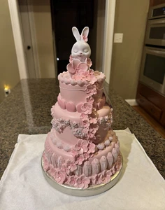 Sweet Treats Easter Pink Cake With Bunny Topper Decoration - NEW - Picture 1 of 14