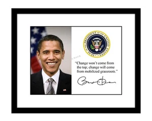 Barack Obama 8x10 Signed photo print Change Won't Come From Top quote president - Picture 1 of 2