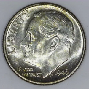 ~VINTAGE AMERICAN SILVER~ 1946 US Roosevelt Dime 90% Silver 10c h854 - Picture 1 of 2