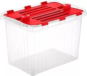 Bolsa de almacenamiento con tapa bisagra Superio 27 Qt, contenedor de almacenamiento apilable, paquete de 2 rojos - Imagen 1 de 1