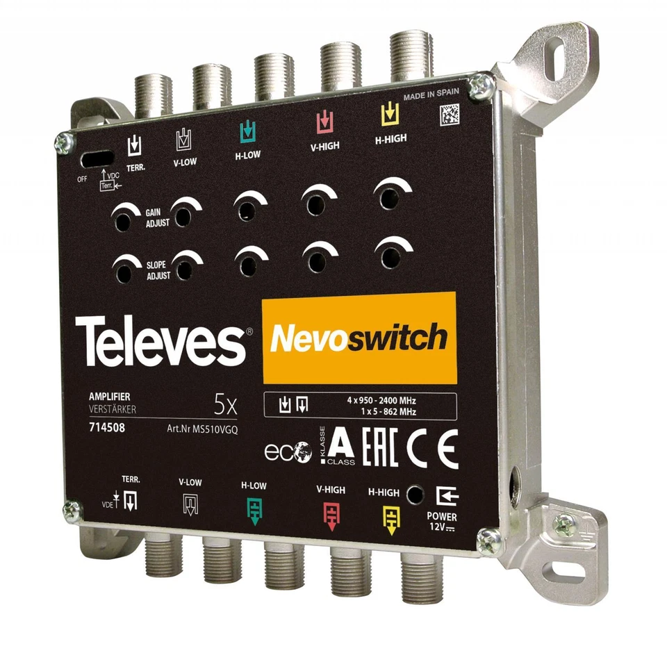 Televes MS510VGQ NevoSwitch Verstärker, 5 Eingänge, 12dB/15dB (714508) - Bild 1 von 1