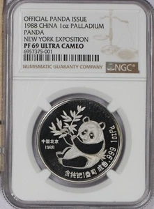 1988 Palladium Panda 1 oz. New York Expo NGC PF69 Ultra Cameo - Picture 1 of 2