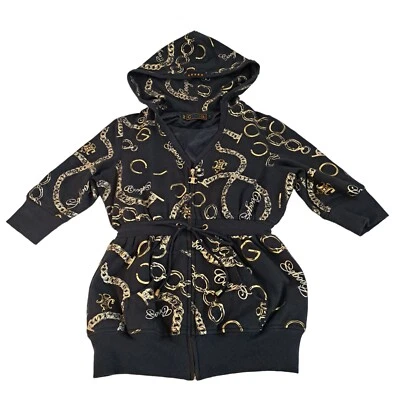 Coogi Sweatshirt Womens Medium Gold Chains All Over Full Zip Hood Hoodie Jacket - Image 1 of 4